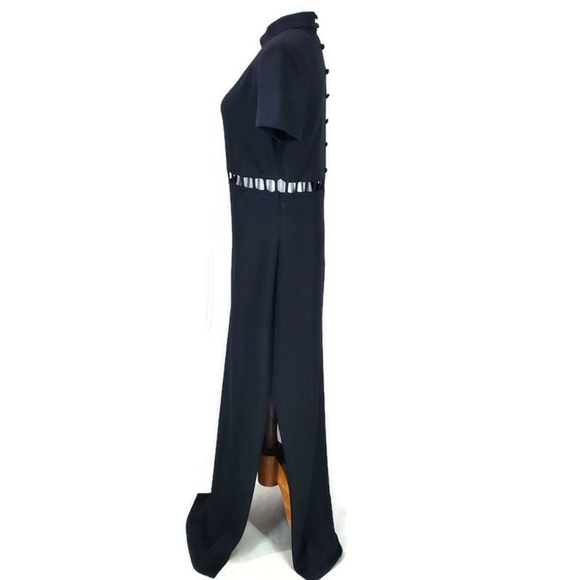 Vtg. St.John Santana Knit Sexy Black Cut Out Maxi Classy Black Tie Formal Dress - Picture 8 of 16